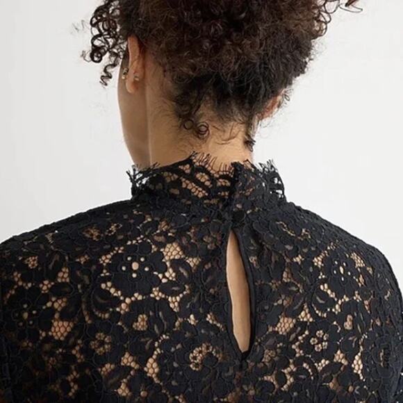 J.Crew Scalloped Lace Mock Neck Top & Peyton Pant Set Black Size 10 NWT - Picture 3 of 12